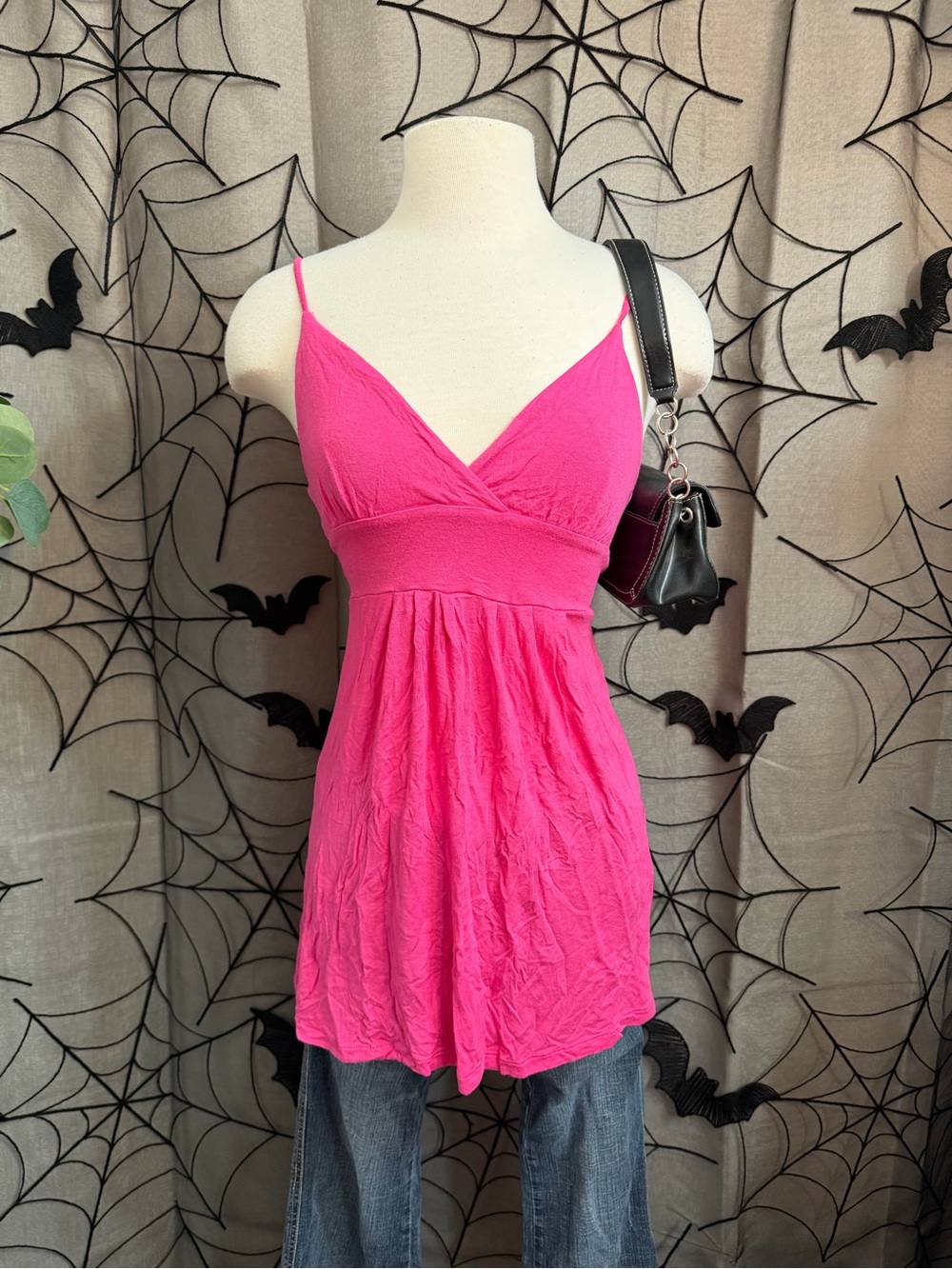 Women’s Pink Spaghetti Strap V-Neck Tank Top